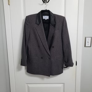 VINTAGE SPECTATOR PETITES Purple Teal Wool Blazer Jacket